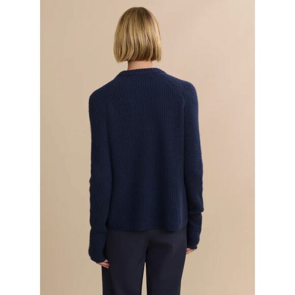 Jenni Kayne XS Oversized 100% Cashmere $425 Fisherman Sweater Crewneck Navy Blue - Picture 5 of 10